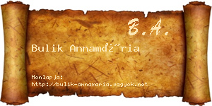 Bulik Annamária névjegykártya